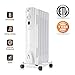 HEATZONE - 1500W - Electric Oil-Filled Home Energy-Efficient Portable Space Heater with Adjustable Thermostat Safety Shut-Off - 3 Heat Settings - White