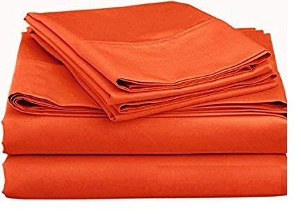 American Linen Egyptian Cotton Bedding Orange Solid 600 Thread Count 6 PCs Queen Bed Sheet Set 100% Egyptian Cotton, Sateen Solid, 14 Inches Deep Pocket