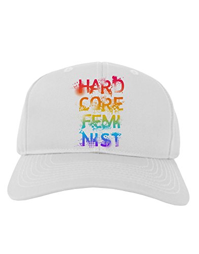 TooLoud Hardcore Feminist - Rainbow Adult Baseball Cap Hat - White