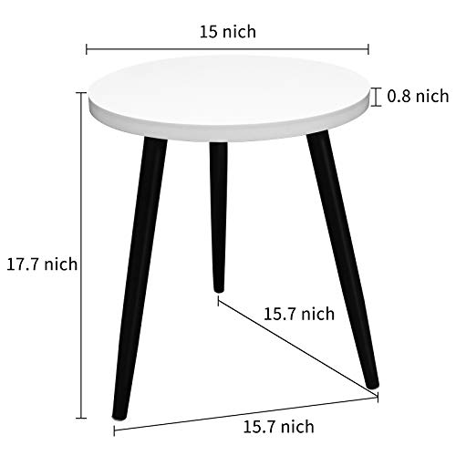 Small Round Coffee Table, White Wood Coffee Side Table with Sturdy