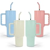 AGH 40 oz Sublimation Tumbler with Handle 4-Pack Stainless Steel Insulated Tumblers Blanks Water Bottle Travel Cups 4 Colors Matte