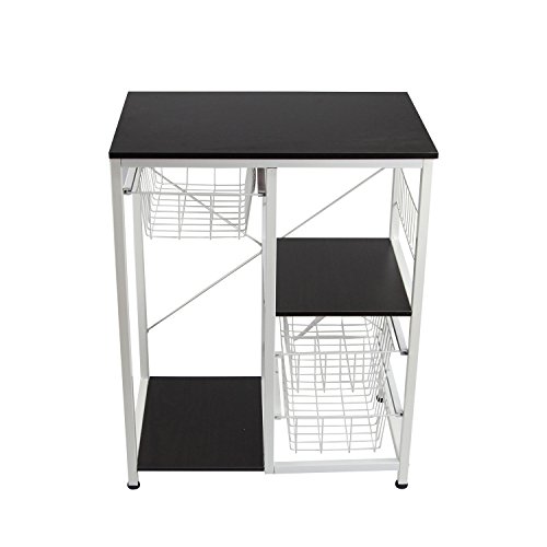 Yontree Portable Kitchen Trolley Cart Utility Rolling Storage island with Drawers Walnut Brown - Thumbnail 4