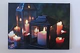 LED Lighted Flickering Garden Lantern Candles Scene Canvas Wall Art 11.75