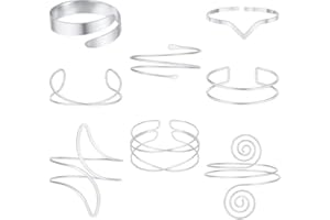 WAINIS 8 Pieces Arm Cuff Upper Arm Cuff Bracelet for Women Minimalist Upper Bangle Adjustable Armband Set