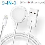 Updated Version Watch Charger Magnetic Cable for iWatch 5/4/3/2/1, 2in1 Wireless Charging Cable Compatible with Apple Watch Series 5/4/3/2/1 and iPhone11/11 Pro/11 Pro Max/XR/XS/XS Max/X/8/8P/7/7P