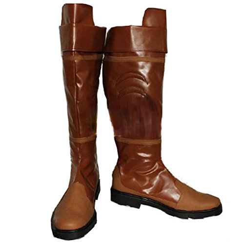 Unisex Classic High Leather Boots Shoes Costume Accessories for Halloween Brown
