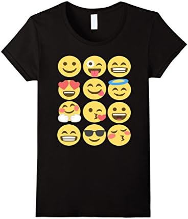Women's Cute and Funny Emoticons Emoji T-Shirt Small Black