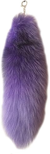 Fashfur 16in Cross foxTail Keychain Accessories Cosplay Toy Bag Hanging Key Chain (purple)