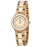 MEKU Women Wooden Wrist Watches/Handmade Wood Watch for Women Gril/Her Gift Wood Watch Box (Sandalwood & Beige)
