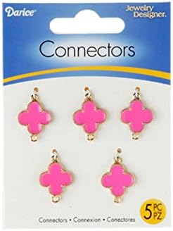 Jewelry Connectors - Hot Pink Enamel Clover - 15 x 18mm - 5 pieces