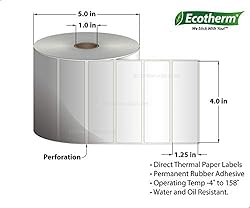 Ecotherm 4x1.25 Thermal Labels - 2100 Paper