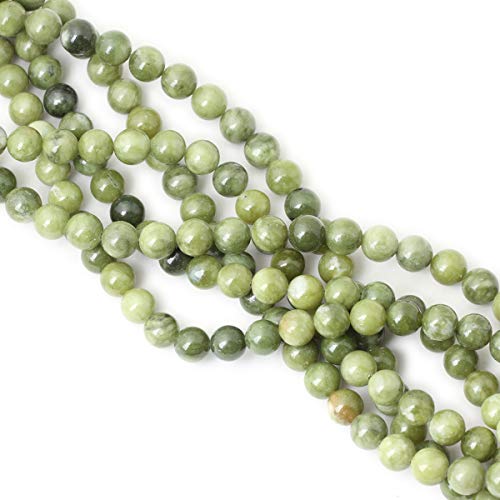 Qiwan 35PCS 10mm Natural Color Taiwan Green Jade Green Stone Round Loose Beads for DIY Jewelry Making - Thumbnail 3