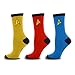 Star Trek Uniform Socks -- Command - Science - Engineering -- Set Of 3 Pairs, Assorted Colors, Men's 9-12