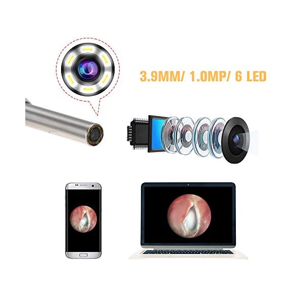 zroven Mini-Endoskop-Kamera 3.9MM 6 einstellbare LEDs Drei-in-One-Schnittstelle USB-Inspektion Ohr Nase Visual Health… – Bild 7