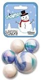 FS USA Snowman Marbles Game Net Set Glass Mega Marbles Holiday Toy (25 Piece)