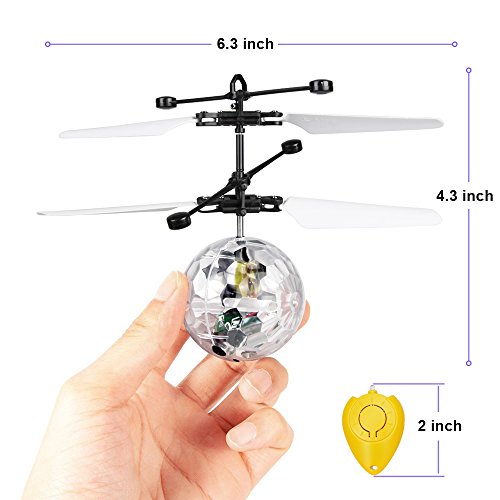 Betheaces Flying Ball, RC Flying Toy, Boys Toys, Infrared Induction Helicopter Drone with Colorful Shinning LED Light and Remote Controller for Kids, Gifts for Boys and Girls, Indoor and Outdoor Game - Thumbnail 6