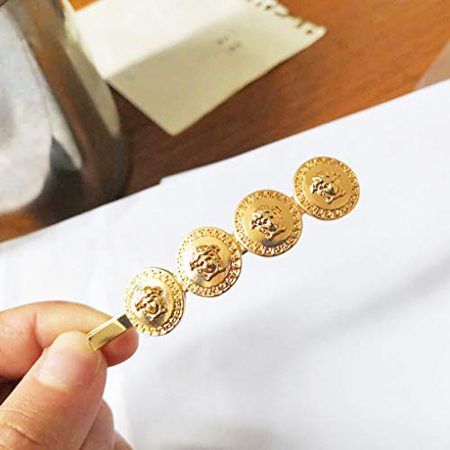 Yalice Coin Bobby Pins Barrettes Bride Hair Clips Wedding Hair Accessories for Women and Girls 2Pcs (Gold) - Thumbnail 5