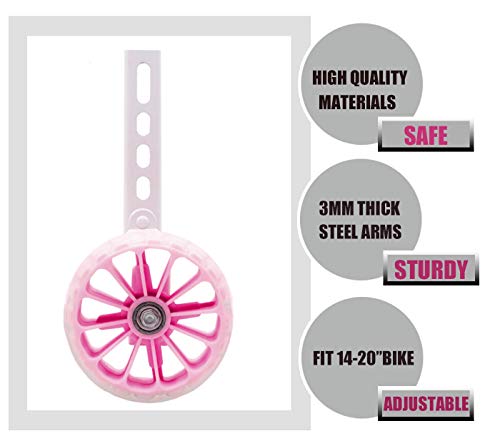 moli dee Training Wheels, Thicken Bike Training Wheels for Kids Under 100lb with Heavy Duty Stainless Steel for 14, 16, 18, 20 Inch (Pink)