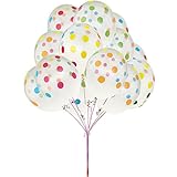 UTOPP 12 Inches Clear Balloons Colorful Polka Dots Big Helium Balloons Thick Latex Pack of 50