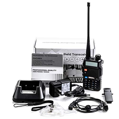 Ansoko Walkie Talkies Dual Band Two Way Radio VHF 136~174/ UHF 400~520 MHz with FM Radio Reception Include Acoustic Tube Earpiece (1 Pack)