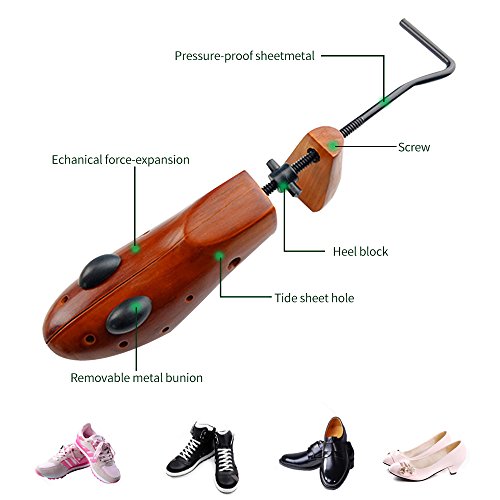 Agirlvct 2Pcs Cedar Wood Shoe Stretcher with Carrying Bag,Premium Professional 2-Way Wooden Shoe Tree Shaper for Length & Width Women Men Tight Shoes Wide Feet,Great Gift for Family(Small)