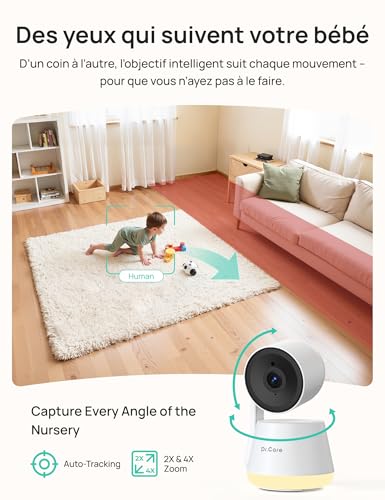 Dr.Care LumiView Plus WiFi Baby Monitor with 2 Cameras - 5.5" 1080P & 2K Display, 5000mAh Removable Battery, Privacy Mode, RGB Night Light, HD Night Vision, Crying & Motion Alert