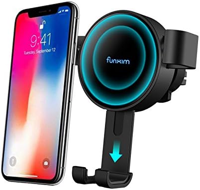WallyGadgets Qi Fast Charger,Wireless Car Charger Air Vent Phone Holder Car Mount for Samsung Galaxy S8/S8 Plus/Note8/S7,Standard Charger for iPhone 8/8 Plus/X and Qi-Enabled Device - Black