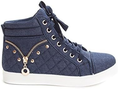 Soho Shoes Women's Casual Lace Up High Top Quilted Fashion Sneaker