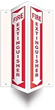 Accuform PSP330 Projection Sign 3D, Legend"FIRE Extinguisher (Arrow Down)", 12" x 4" Panel, 0.10" Thick High-Impact Plastic, Pre-Drilled Mounting Holes, Red on White