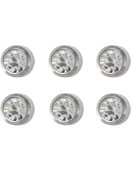6 Pairs Studex April/Crystal Regular 4mm Stainless Steel Bezel Setting Ear Piercing Stud Earrings Birthstone
