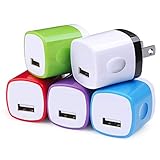 USB Wall Charger, FiveBox 5Pack 1A Wall Charger Adapter Power Plug Charger Cube Charging Block Brick Compatible iPhone XS Max/XR/X/8/7/6/6s, iPad, Samsung Galaxy S9 S8 S7 S6 Note 9 8, Android, LG, ZTE