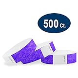 WristCo Purple 3/4" Tyvek Wristbands - 500 Pack Paper Wristbands for Events