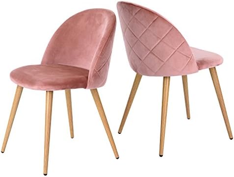Greenforest Velvet Dining Chairs For Living Room Modern Accent Leisure Upholstered Chairs Mid Century Side Chairs Metal Legs With Wood Pattern