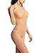 Amoretu Womens Opaque Sleeves Scoop Neck Bodystocking, Nude, OneSize
