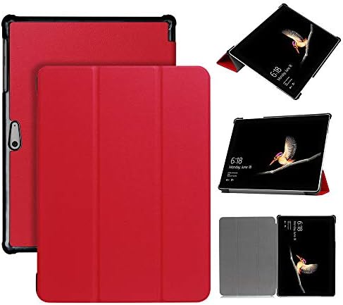 Liqiqi For Microsoft Surface GO Case 10-Inch, Smart Tri-Fold PU Leather Case Slip in Screen Protector for Microsoft Surface GO 10 inch Tablet(Case Only, Tablet, Pen&Keyboard not include) (Red)