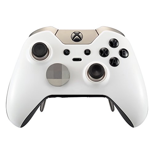 eXtremeRate Solid White Replacement Faceplate Front Housing Shell with Thumbstick Accent Rings