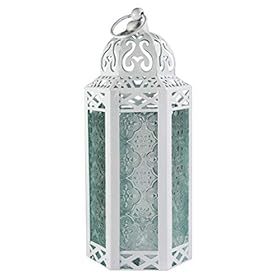 Vela Lanterns White Wedding Moroccan Decorative Candle Lantern Holder for Ramadan, Clear Glass, Medium 41U pe1F%2B3L