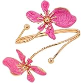 Upper Arm Bracelet Band Cuff Bangle for Women Multi-layered Cross Arm Cuffs Coil Bracelet Butterfly Flower Gold Armband Dainty Adjustable Boho Jewelry Birthday Gift