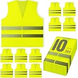 PeerBasics, 10 Pack, Yellow Reflective High Visibility Safety Vest, Hi Vis Silver Strip, Men & Women, Work, Cycling, Runner, Surveyor, Volunteer, Crossing Guard, Road, Construction, Neon (Mesh, 10)