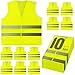 PeerBasics, 10 Pack, Yellow Reflective High Visibility Safety Vest, Hi Vis Silver Strip, Men & Women, Work, Cycling, Runner, Surveyor, Volunteer, Crossing Guard, Road, Construction, Neon (Mesh, 10)