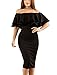GOSOPIN Women's Off Shoulder Ruffle Bodycon Fit Sexy Midi Dresses Floral Print X-Large Black