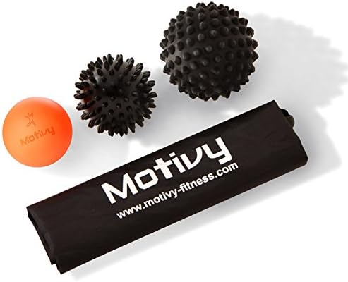 MOTIVY Self Myofascial Release Ball Set โ 2 Spiky Balls & 1 Lacrosse Ball โ Quick Pain Relief, and Rid from Knots & Sore Muscles โ Ideal as Neck to Foot Massage Ball Set, Trigger Point Ball Set