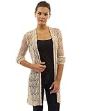 PattyBoutik Women's Open Stitch Crochet Lace Cardigan