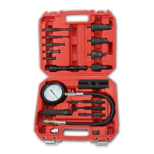 Diesel Engine Compression Tester Complete Kit with Gauge, Adapters
