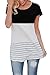 ChongXiao Women's Back Lace Tops Color Block Short Sleeve T-shirt Tunics Blouse