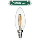 C35 LED Filament Candle Light Bulb Bullet Top - 4W LED Edison Vintage Bulb 40W Equivalent - E12 Candelabra Base - Soft White (2700K) - Non Dimmable - 1 Pack - by BIPEE