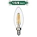 C35 LED Filament Candle Light Bulb Bullet Top - 4W LED Edison Vintage Bulb 40W Equivalent - E12 Candelabra Base - Soft White (2700K) - Non Dimmable - 1 Pack - by BIPEE