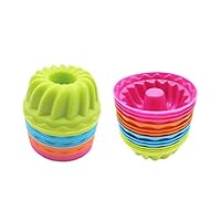 Cherir 24-Pack Reusable Muffin Donut Cupcake Molds Mini Silicone Dessert Mold-Jello and Mini Cakes 2.5 Inch Mini Bundt Molds (12pumpkin2)