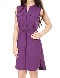 Allegra K, vestido con bolsillo en el pecho, sin mangas, con cuerda, por encima de la rodilla