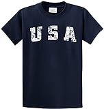 Joe's USA(tm) - Vintage USA Logo Tee T-Shirts,Navy,Size 2XL